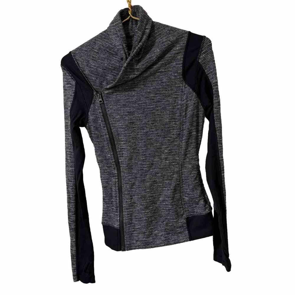 Lululemon Gray black Side Zip Jacket Full Zip Tight Size 4